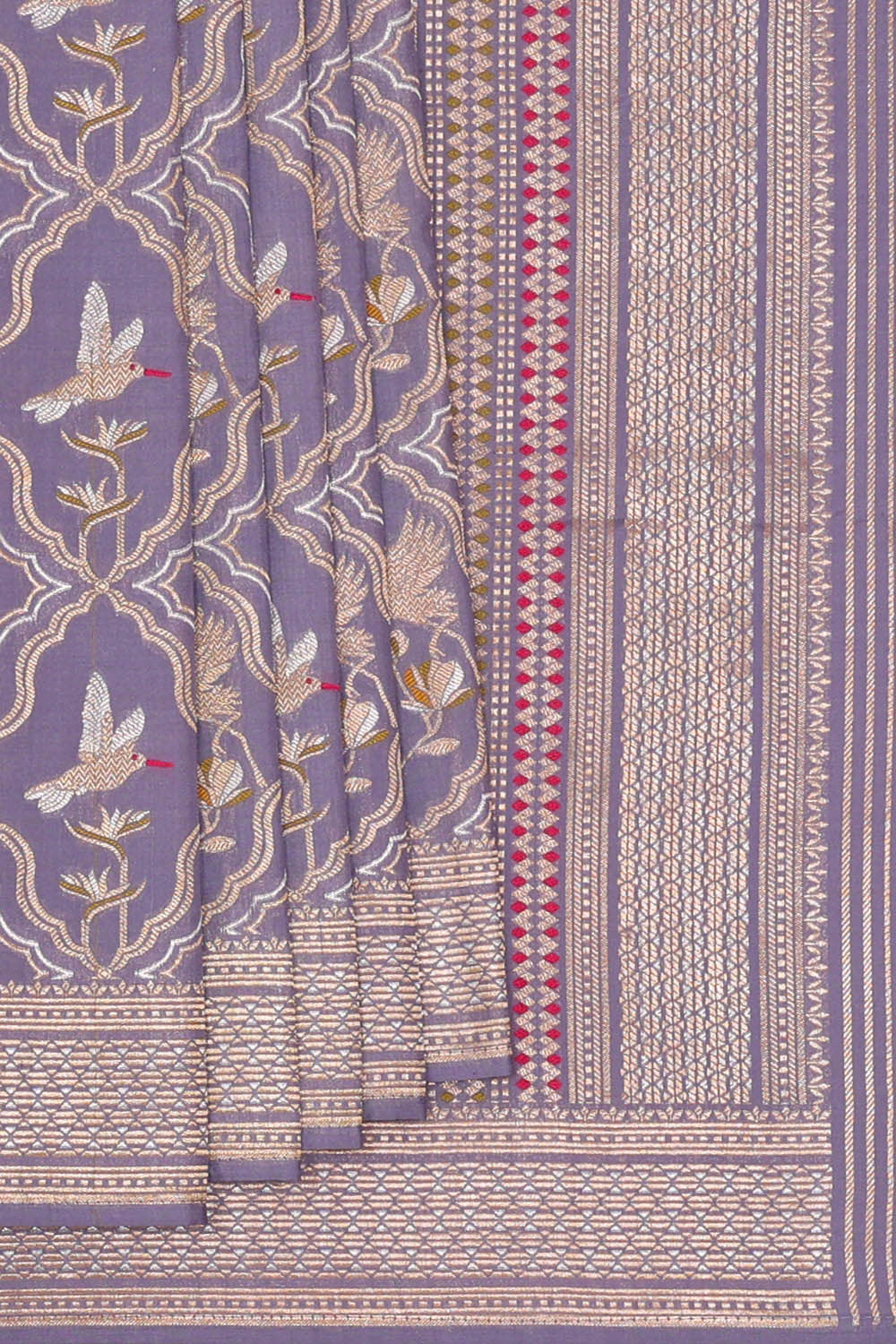Image of Banarasi Silk Lavender Saree